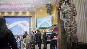 Chinese public supension bondage in latex