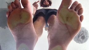 GIANT CRUSHES BLUEBERRIES UNDERGLASS POV