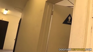 Adriana Malao Pleases White Cocks In A Restroom