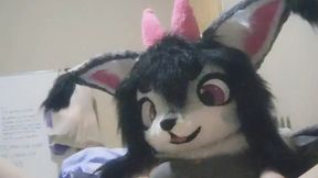 Curvy girl in furry suit gets herself off with a huge toy