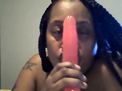 Nasty deep throat on the dildo