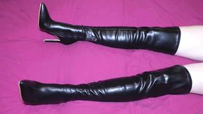 Bootjob in overknee boots, bootfuck seduction