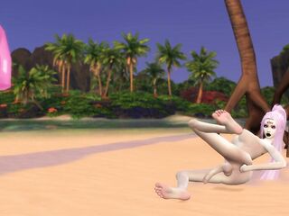 ladyboy anal fisting on tropical beach sims 4