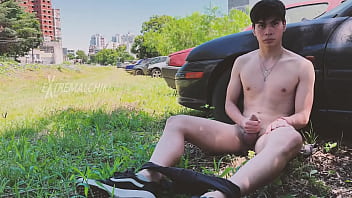 Lation twink wank outdoor train station