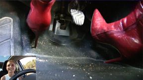 RED STILLETTO BOOTS PEDAL PUMP! Intense POV Driving & Revving by Lady Scorpio: