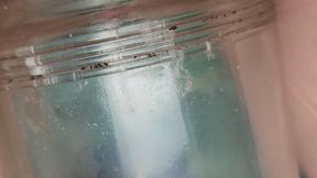 Pissing fetish with girl pissing in glass jars for you