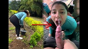 Young Colombian farm woman deepthroats and cums on my cock