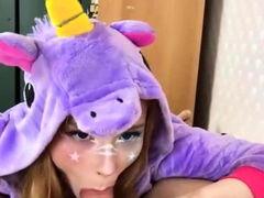 Unicorn Costume Stepsister Sucking Dick