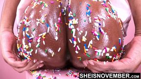 'Dirty Closeups: HD Winking Buttocks &mdash;  Shaved Jewel &mdash;  & Tightly Clenched Pucker Post Sweet Sprinkling'