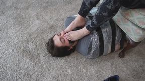 Tied up and gagged just to be used as a Foot stool