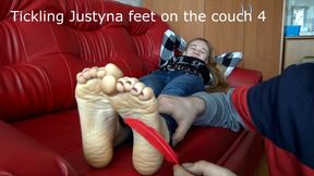 Tickling Justyna feet on the sofa