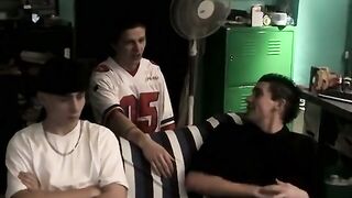 Kelly Bashes gets dominated by animated studs as they slap his hard in The Down Rock Hard cartoon