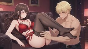 Under Her Stockinged Feet - Pantyhose Foot Worship, Smelling & Mixed Footjob