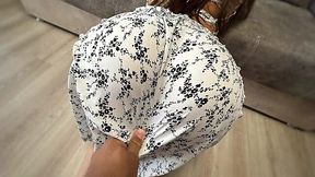 What the fuck is this slut doing on my floor? She tryna flash that wet pussy under her dress?