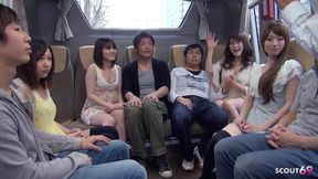 Uncensored Full JAV Group Sex Orgy with Skinny Japanese Teens and Boys in Bus