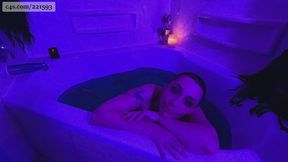 ASMR Bath in Blue - GLIMMER splashes around in a bath, soothing you with gentle noise and soft soles, with small tits, ass, soles, tattoos, piercings, split tongue, POV, shaved head, short hair, water, wet, wrinkles toes