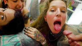 Tattooed Girls Go Crazy in Anal Group Fuck