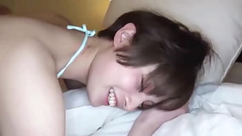 Japanese beauty. Black-haired 19-year-old beauty, 3P, blowjob, pussy caressing, creampie sex. Uncensored. 1