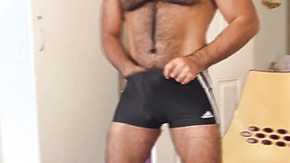Hairy Asian Guy Strokes His Big Cock 3