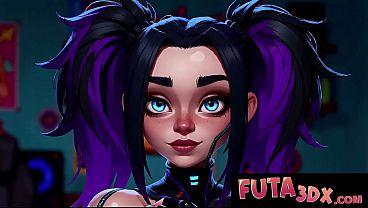 FUTA 3DX - Big Tit Goth Robot Deepthroat &amp_ Cowgirl