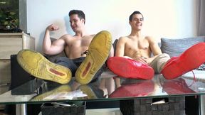 Young Bodybuilders Showing Off Their Muscular Bodies & Soft Feet While Tickling Each Other Playfully