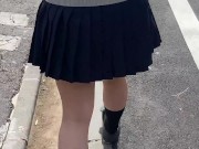 制服でパンチラ散歩。 short walk in school uniform at Japan.