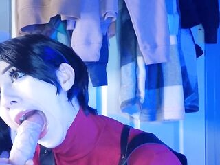 Ada wong uses Leon for sex, gives footjob and pounds large oiled butt