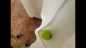amateur redhead guy caught pissing in a public toilet s urinal - he then quickly plays with his cock before leaving