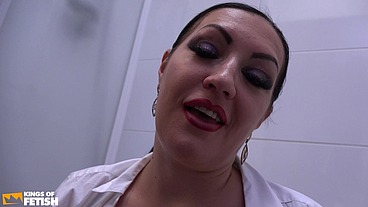 Tattooed MILF gets ass banged and mouth filled with load before sucking his friends