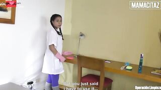 red haired patroness Sofia Zarate rewards her maid Maria Antonia Alzate after work with sex