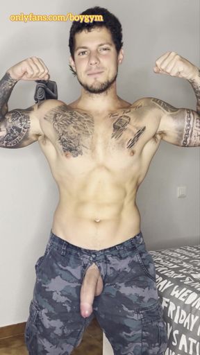 My Military Cock Cums with No Hands!
