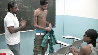 Leon Desired gets a credit for his hard work with a professor's massive weenie