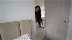 Lustful Linda  wearing red lingerie for her man