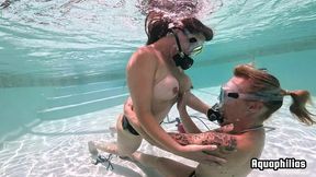 aquaphilias- kelli curtis jerri lynn hot lesbian girl girl scuba experience underwater kissing, grinding, and bubbles