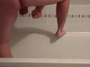 Fat guys masturbate his big dick and anal toy