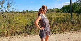 I walk in a dress with holes