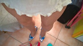 A Walk in the Park in Blue Pantyhose: Blue Stilettos Outdoor Exhib