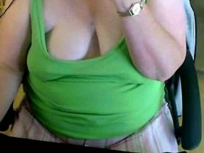 BBW webcam mommy flirts with me playing with her saggy fun bags