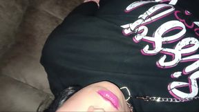 Sissy showing tiny clity while using big toy