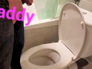 Sissy stupid femboy cleans the toilet after daddy pissed it over