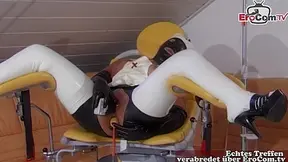 German BDSM dominatrix at fetish meeting with users