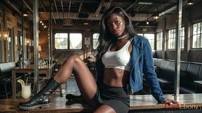 a black woman gave herself in all her holes right in the bar.(ai generated)