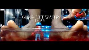 Giant Feet Sinks Tiny In Under Water Play - Ebony Giantess