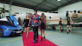 Latina ladies gangbang sloppy chain blowjobs on giant cocks at GG mansion