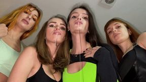 Dominant Foursome Girls Spit On You - Close Up POV Spitting Humiliation (WMV HD 720p)