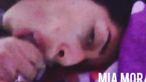 Hot Latina gets her pretty little face covered in cum