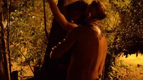 Sub Is Restrained and Used by Bearded Master in a Public Park.