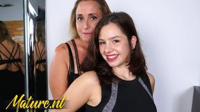 Curvy Mature Gloria milf Seduces 18 Year Old Girl Lorenza