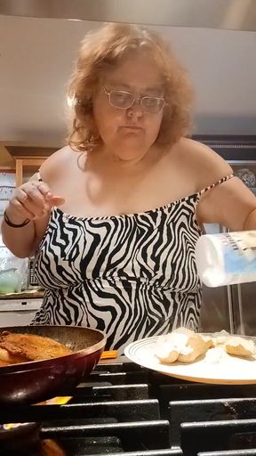 Cooking Pork chops for dinner and flashing as I cook