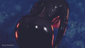 Latex Bondage and FemDom Fingering with Blonde Rubber Mistress